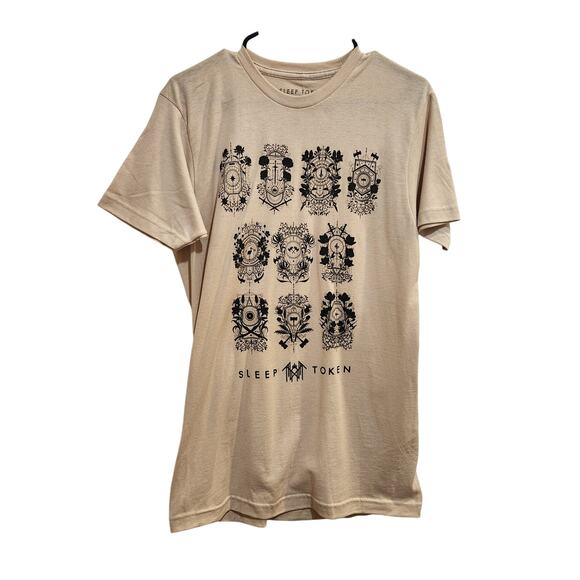 Sleep Token Beige Short Sleeve Even In Arcadia Ten Crests Band T-Shirt Medium - Picture 1 of 6